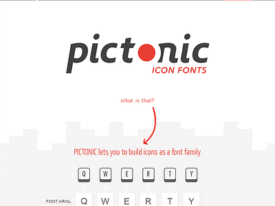 Pictonic - Font Icons: Landing Page brand dingbat flat font icon iconset interface monochrome pictonic svg ui ux