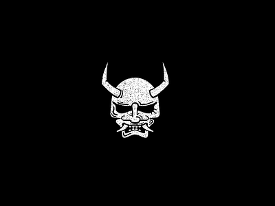 ONI black demon design fangs flat horns icon logo oni simple vector white