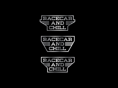Racecar and Chill badge black branding car chill design flat icon logo metalic race racecar rebranding simple typography vector white