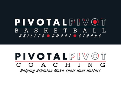 PivotalPivot x2 athlete basketball branding coaching design flat logo pivot rebrand rebranding simple skilled smart sports strong team typography vector