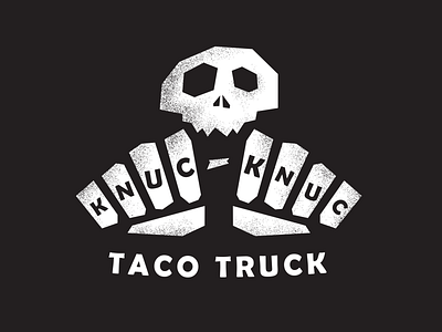 Knuc - Knuc Taco Truck black bored branding design flat icon illustration knuckle logo rebrand rebranding simple skeleton skull taco truck typography vector white