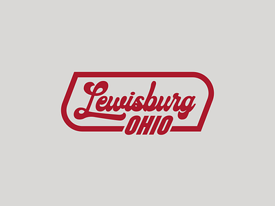 Lewisburg badge branding design flat gray grey icon line logo ohio rebrand red scarlet script simple typography vector