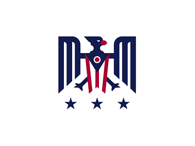 Ohio Pride america branding design eagle flag flat icon illustration navy navy blue ohio pride red simple stars vector white