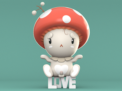 Mashroom cartoon 3d character c4d cartoon character cinema 4d cinema4d mashroom redshift