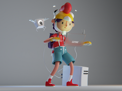 Gamer boy 3dillustration b3d blender boy cartoon character cycles gaming illustration