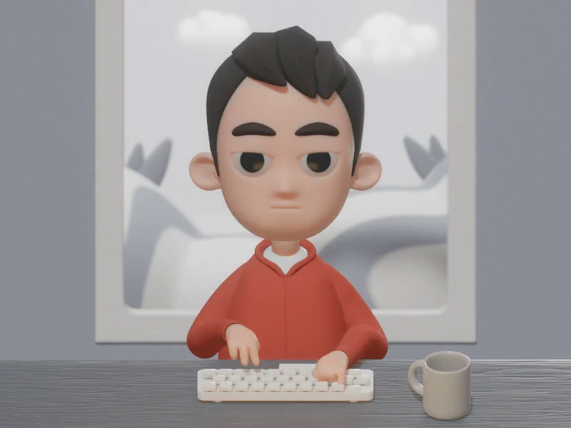 Working days animation blender boy cartoon eevee keyboard work