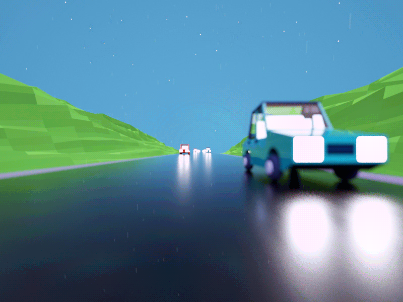 Cars On The Road animation c4d car cartoon cinema4d cycle loop loop animation low poly motorway octane render road