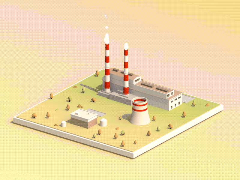 Isometric thermal power station c4d cartoon cinema4d isometric loop rotate thermal power station