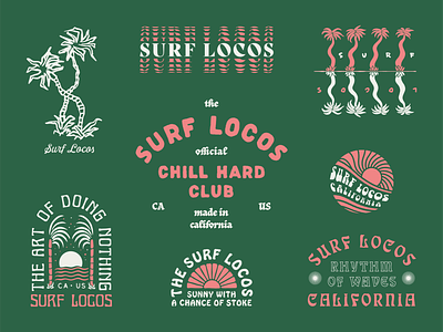Surf Locos Roundup 1 branding illustration lockup palm tree roundup sun surf surfing tee design type typography