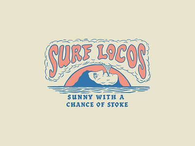 Sunny with a Chance of Stoke clouds face illustration smoke sun surf type typography water
