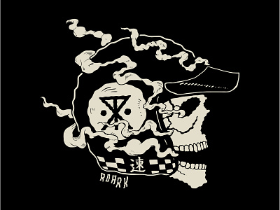 Roark Dead Head Graphic design flat helmet illustration moto roark skull smoke surf tee tee shirt typography