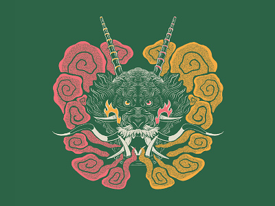 Dragon animal animal art art dragon flatdesign illustration linework print apparel smoke symmetrical symmetry