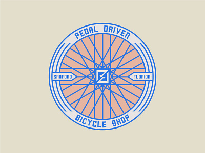 Pedal Driven Badge badge badge logo badgedesign bicycle bike shop branding branding design design florida head badge illustration lockup logo pedal
