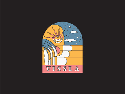 Tropical Landscape badge illustration palm tree surf tropical vector vissla