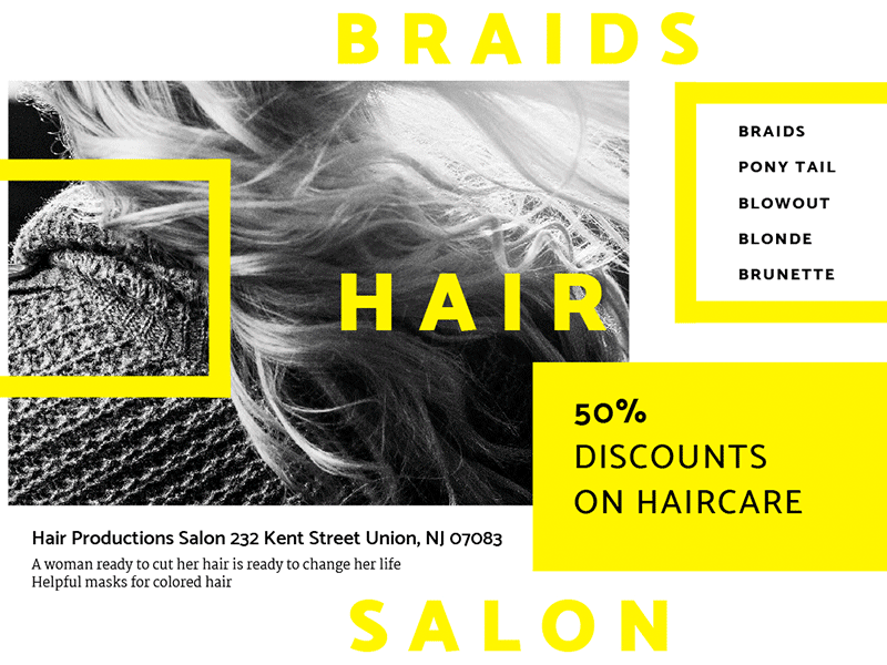 Braids Hair Salon | Modern and Creative Templates Suite banner branding business card cover envelope flyer folder identity post poster print social media