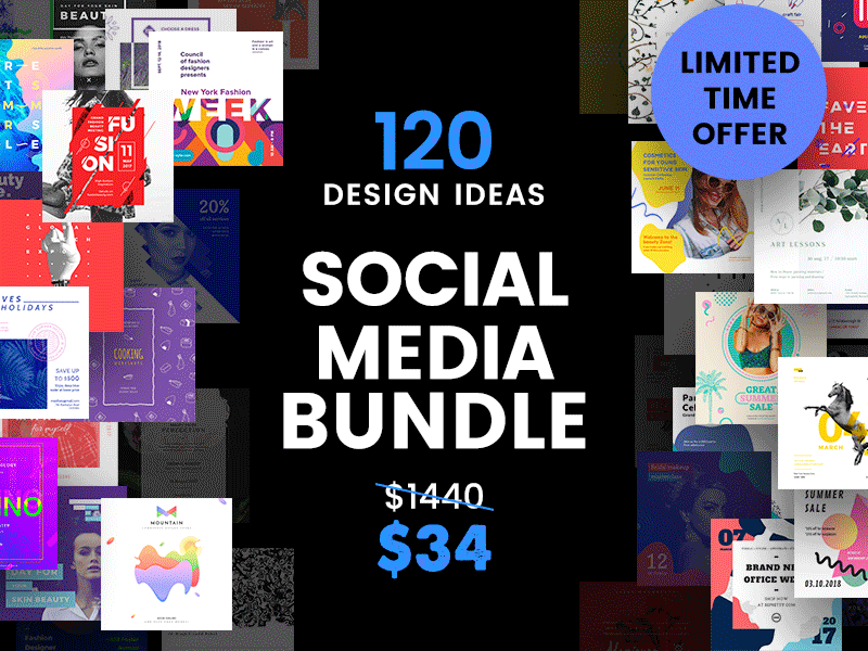 Social Media Templates Bundle bundle clean cover design header minimalistic modern pack post social media