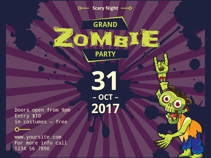 Zombie Party | Modern and Creative Templates Suite banner branding business card cover envelope flyer folder identity post poster print social media