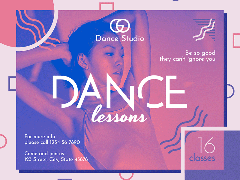 Dance Lessons Studio | Modern and Creative Templates Suite banner editable flyer poster print promo social media