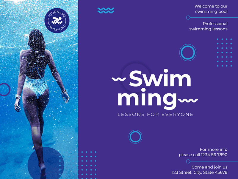 Swimming Lessons | Modern and Creative Templates Suite banner editable flyer poster print promo social media