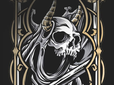 D I A B L O ark arkaik bandmerch death devil hell illustration merch merchandise myst skull tarot