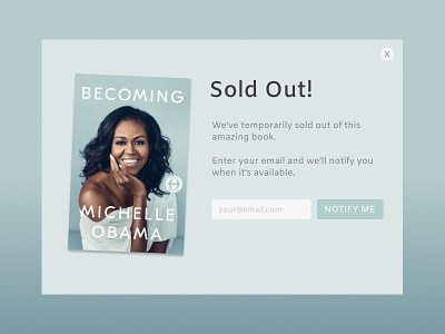 Becoming Overlay Message - Daily UI 016 016 daily ui message modal overlay sold out ui web