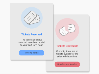 Ticket buying Flash Messages - Daily UI 011 011 daily ui error flash messages reserved success tickets