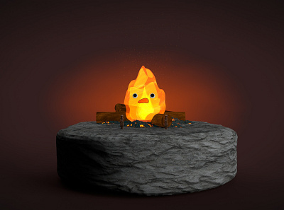 calcifer 1.2 3d anime art branding burn c4d characterdesign cinema4d design fire fireplace identity lighting octane studio ghibli