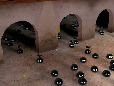 susuwatari 1.2 3d abstract anime anime art c4d characterdesign cinema4d coal design hair lighting octane sootsprites spiritedaway studioghibli