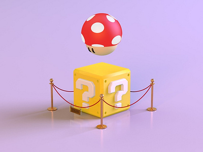 super mario block 1.3 3d 90s abstract art branding c4d character cinema4d design lighting octane powerup supermariobros throwback videogame