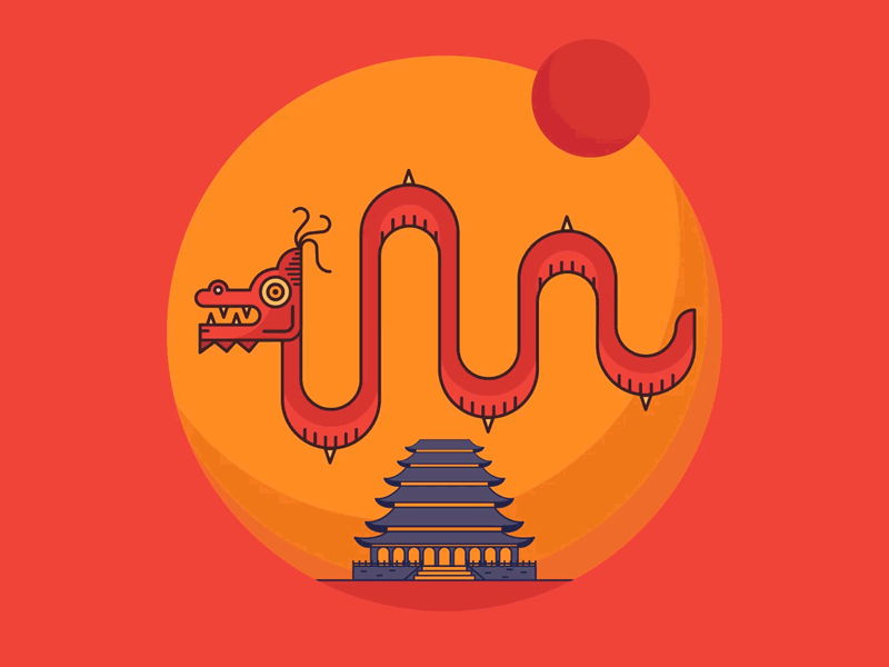 M(ythical) - 13/26 Days of Type after effect animation branding china clean design dragon flat icon illustration illustrator lettering minimal monster motiongraphics mythical red serpent typography vector