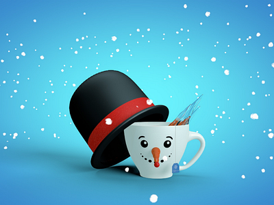 frost-tea 1.1 3d abstract art c4d cinema4d creative design lighting material minimal modelling octane render snowman texture winter