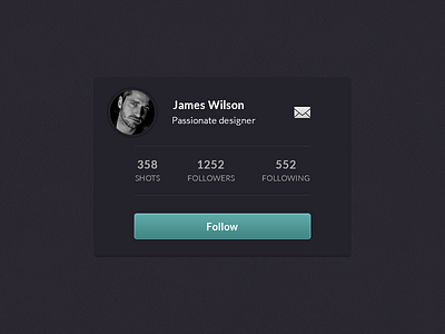 Profile Widget avatar blue button drak follow interface profile round simple ui user widget