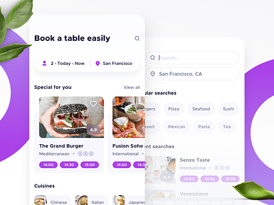 Restaurant Booking app app design booking ios ios app mobile app restaurant search ui