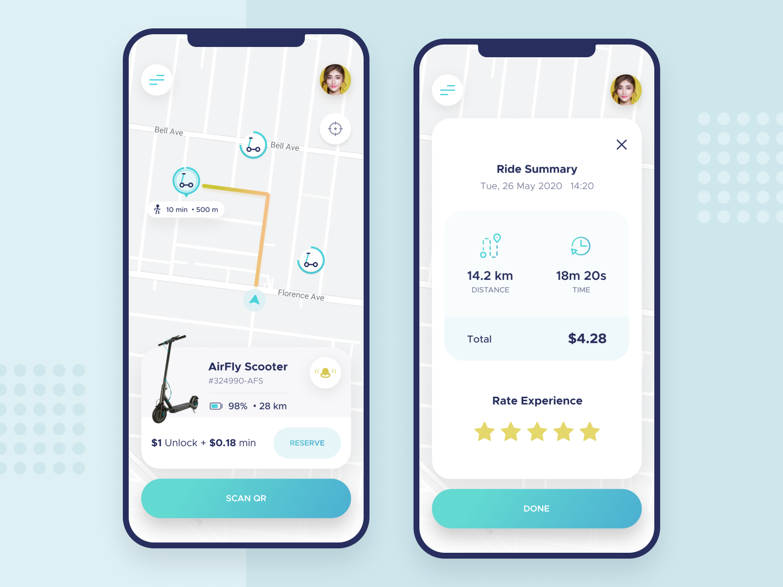 Scooter rent app by Andreea Nicolaescu on Dribbble