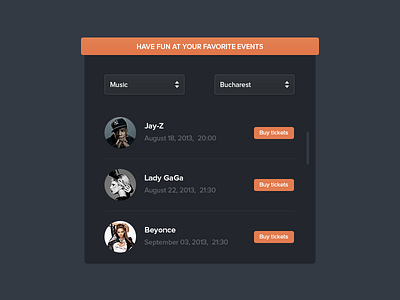 Event tickets button circle avatar clean dark flat ui user interface widget