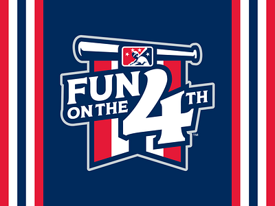MiLB Fun On The 4th 4th 4th july 4th of july badge banner baseball bat blue design fun icon logo milb red sports white