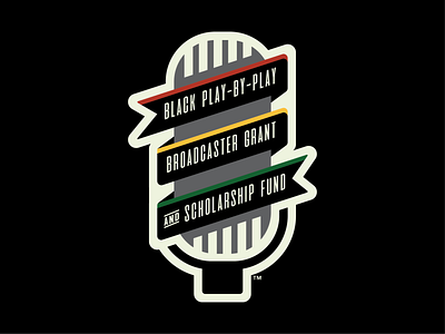 Black Play-by-Play Broadcaster Grant and Scholarship Fund badge banner baseball black branding broadcaster design fund grant logo microphone milb scholarship sports
