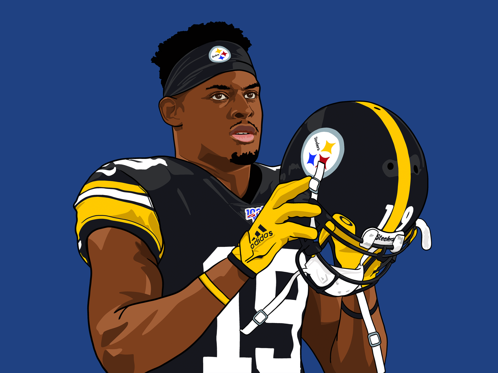 Juju Smith Schuster Pittsburgh Steelers Watercolor Strokes Pixel