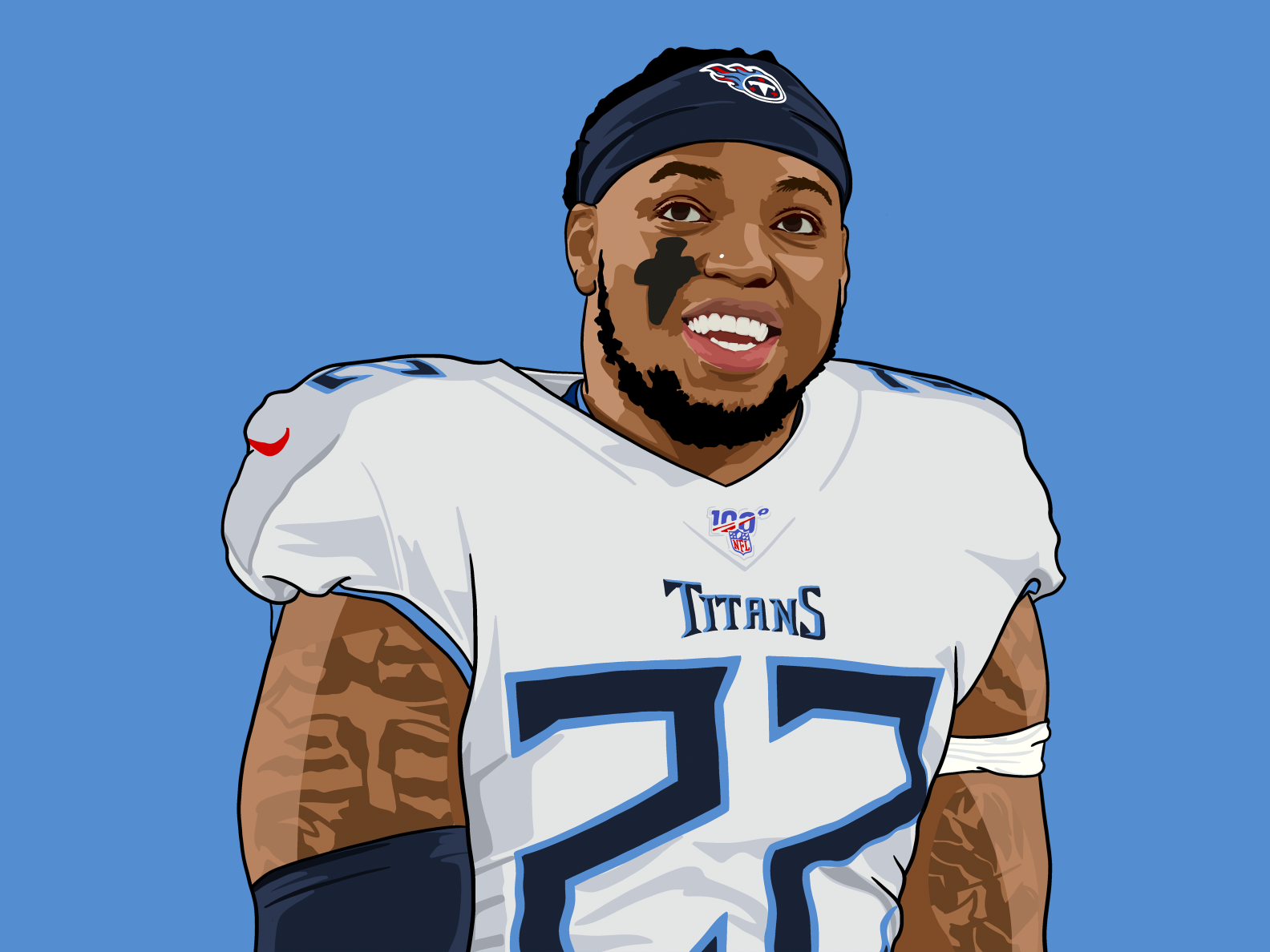 Derrick Henry Caricature Throwback L / White