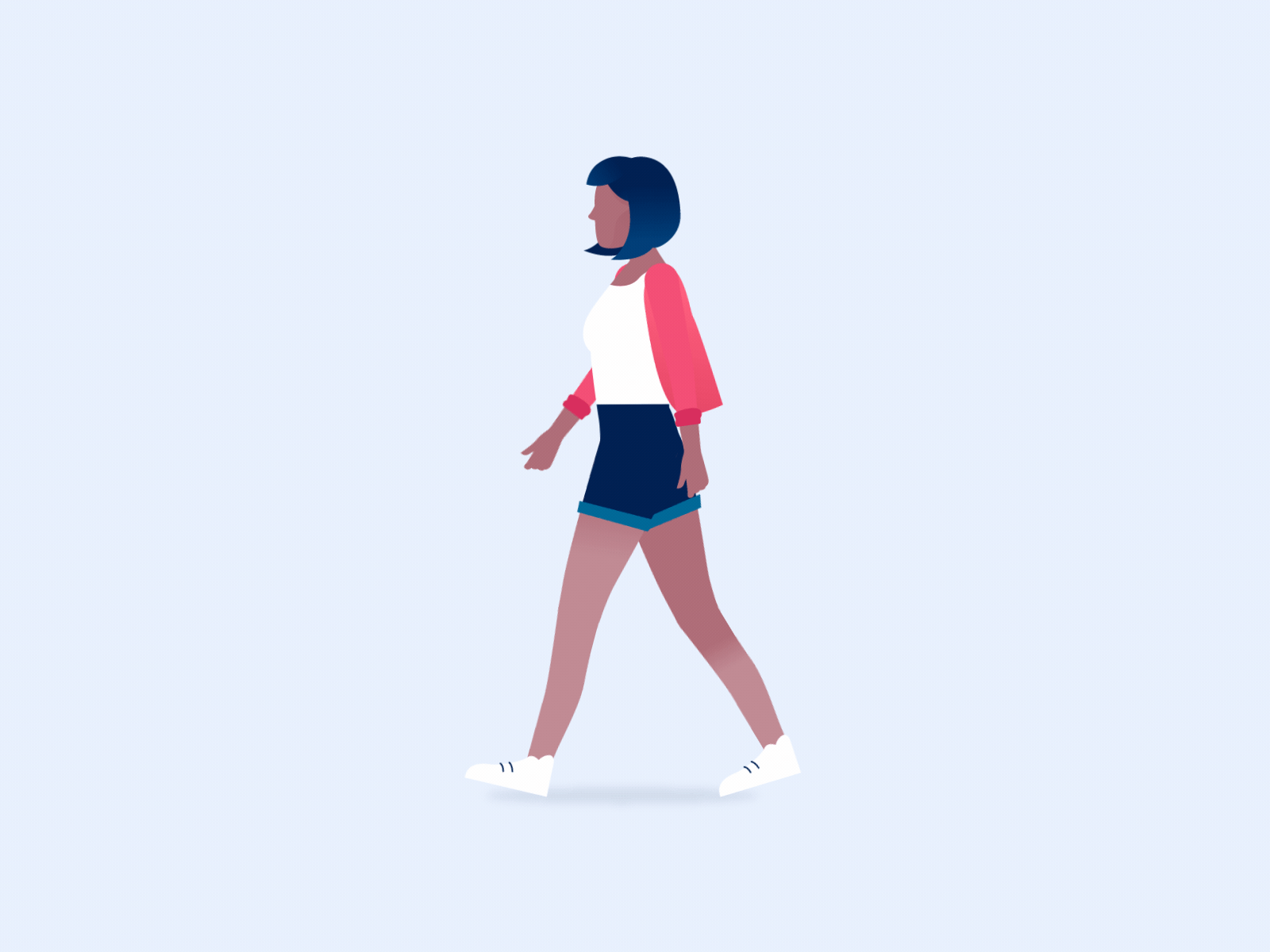 Walking Woman animation branding character design girl illustration loop motion motion graphic motionstory walkcycle walking