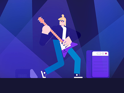 Guitar Hero animation character design duik funny guitarist illustration loop man motion motionstory rigging