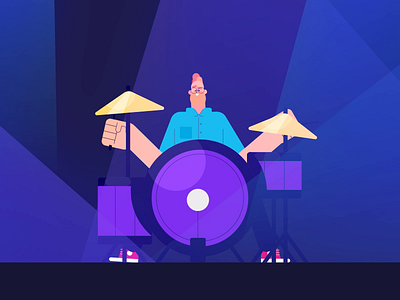 Jazzy Drummer animation character design drummer funny illustration jazzy loop man motionstory playing