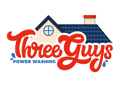 Three Guys Power Washing hand lettering illustrator logo design power washing typography vancouver