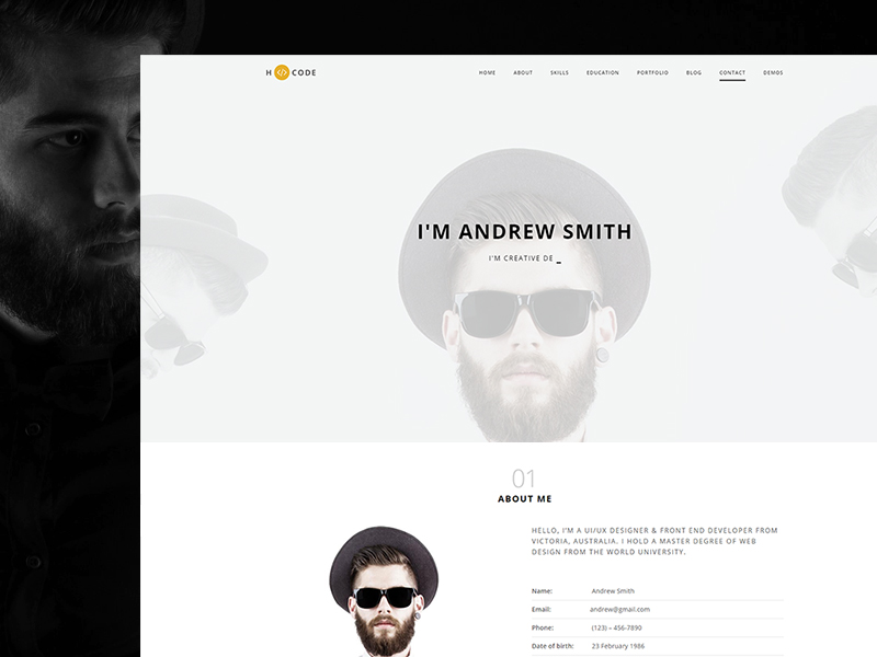 H-Code | OnePage Personal / Resume by LinkSture on Dribbble