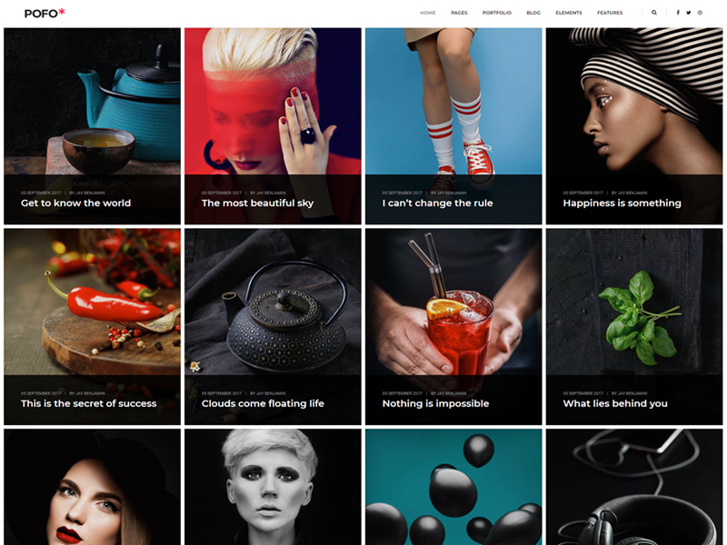 Pofo WordPress Theme - Blog Personal blog personal portfolio photography multipurpose wordpress modern html5 freelancer ecommerce creative website corporate business blog