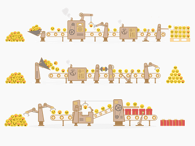 Happiness Machines illustration sketch smileys