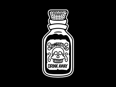 "Drink Away" Commission art blackwork client commission graphic design grunge hand drawn illustration lettering typography vintage