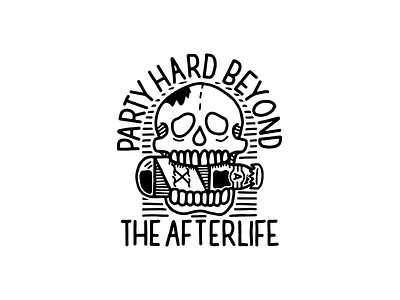 Party Hard Beyond The Afterlife Commission blackwork branding chicago commision freelance graphic design grunge hand drawn illustration lettering typography