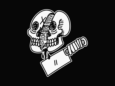 Dribbble slice blackwork chicago creative grunge illustration lettering scoundrel skull