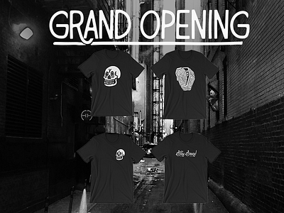 Shop Grand Opening! blackwork branding graphic design grunge hand drawn illustration lettering merch scoundrel streetwear typography vintage